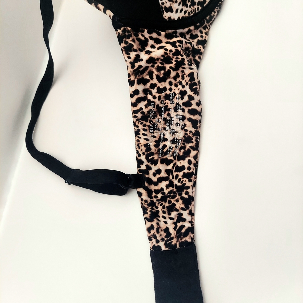 Victoria's Secret Leopard Print Balconet Bra with Black Trim 36C - Picture 4 of 6